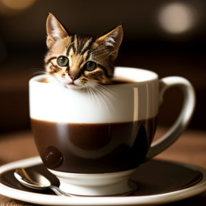 コーヒー風呂を楽しむ猫